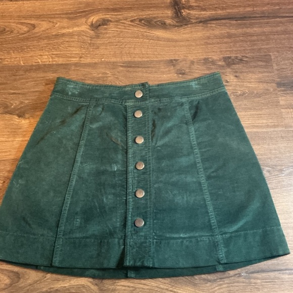 Madewell Dresses & Skirts - Madewell Skirt Women 2 Y2K Green Button-Front A-Line Corduroy Mini Boho 90s
